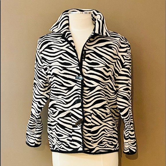 BELLESSA Cotton Animal Print Blazer, Size L - Picture 1 of 4